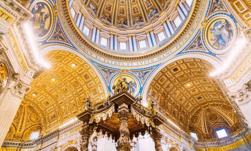 gold and blue ceiling