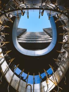gold and blue balcony