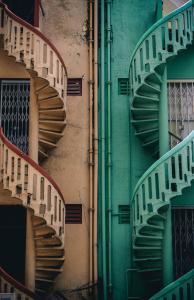 pink and green staircase